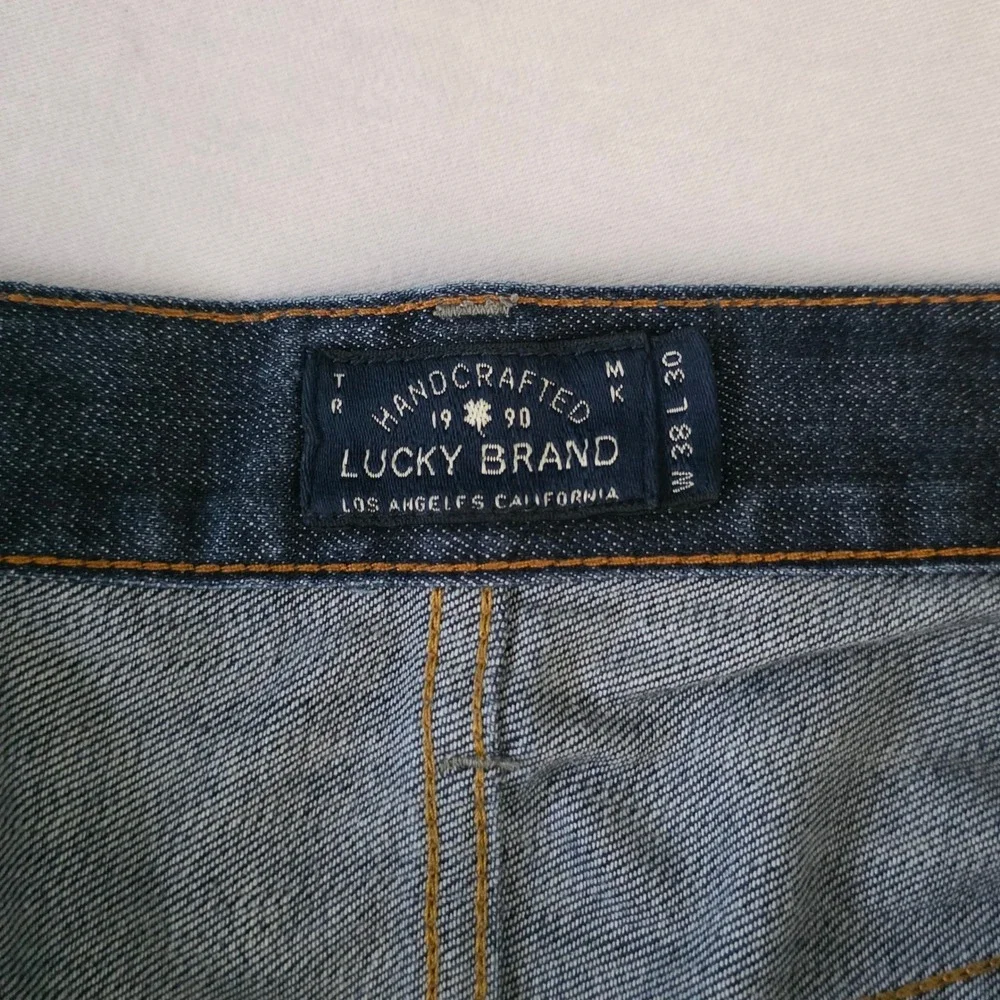 Lucky Brand 221 Original Straight Mens Jeans Dark Wash Blue Denim Size 38X30